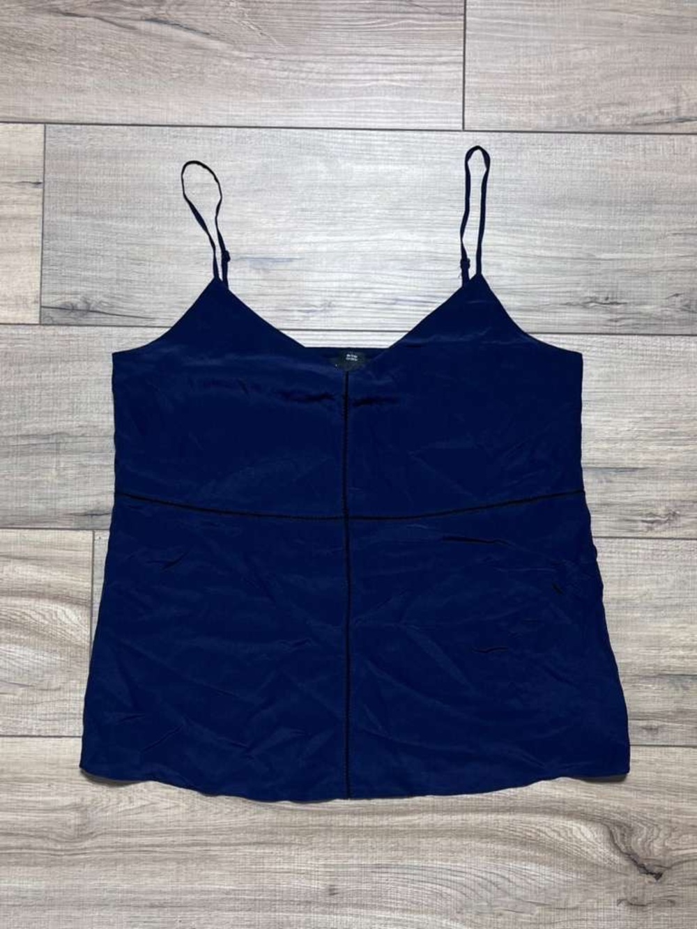 Club Monaco Women‎ Lined Silk Trim Cami Size S Navy Blue Adjustable Straps